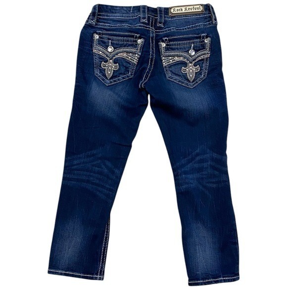 Rock Revival Yara Crop Pants Blue Denim Size 25 - Picture 6 of 11